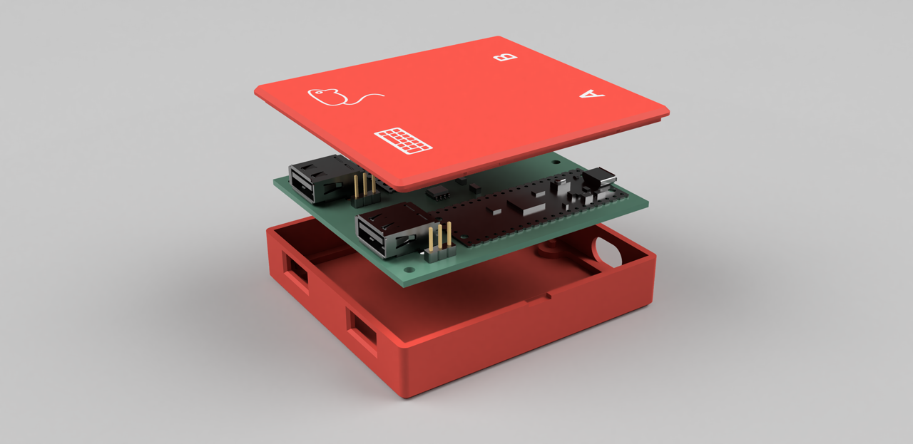HopKVM fast desktop switching device — enclosure and circuit board (DeskHop-based open hardware)