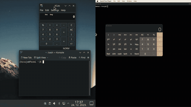 HopKVM demo: mouse pointer crossing the screen edge and input switching to the second computer